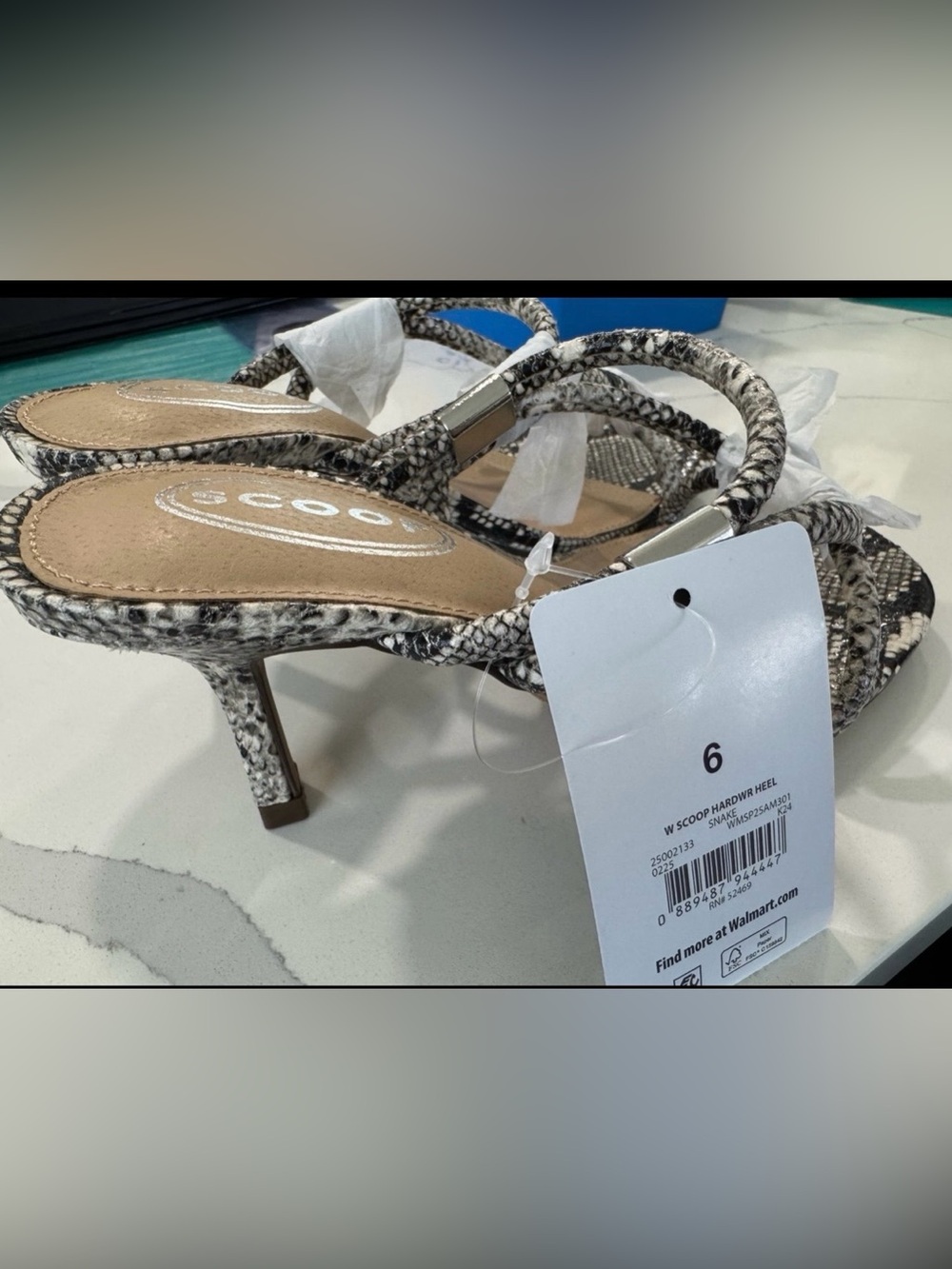 Scoop Snake-Print Mid-Heel Sandals in Black/White